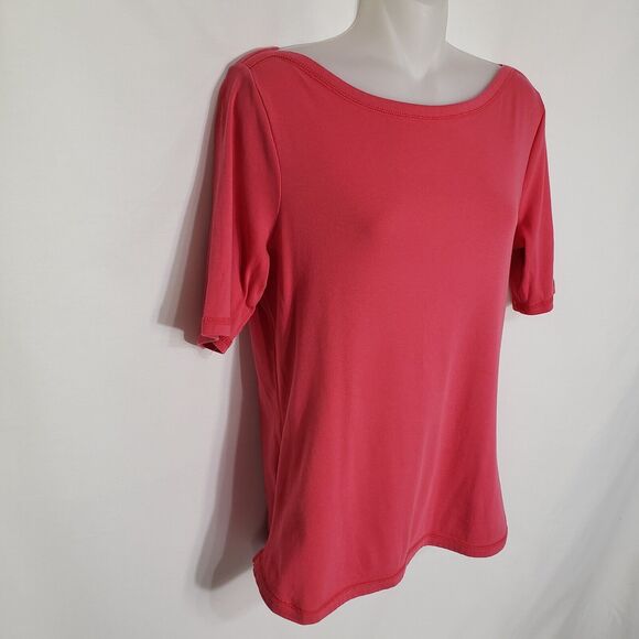 Talbots Womens Tee Size Small Stretch Weekend Tee Boat Neck Short Sleeve Salmond - Picture 5 of 8